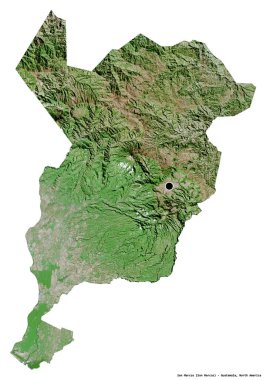 San Marcos 'un şekli, Guatemala departmanı, başkenti beyaz arka planda izole edilmiş. Uydu görüntüleri. 3B görüntüleme