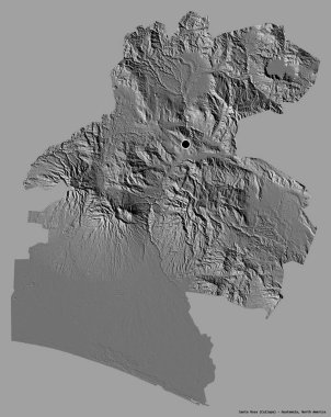 Santa Rosa 'nın şekli, Guatemala departmanı, sermayesi koyu renk arka planda izole edilmiş. Çift seviyeli yükseklik haritası. 3B görüntüleme