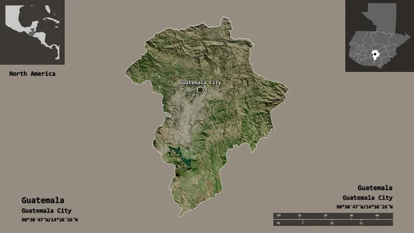 Shape Guatemala Departement Von Guatemala Und Seine Hauptstadt Entfernungsskala Vorschau — Stockfoto