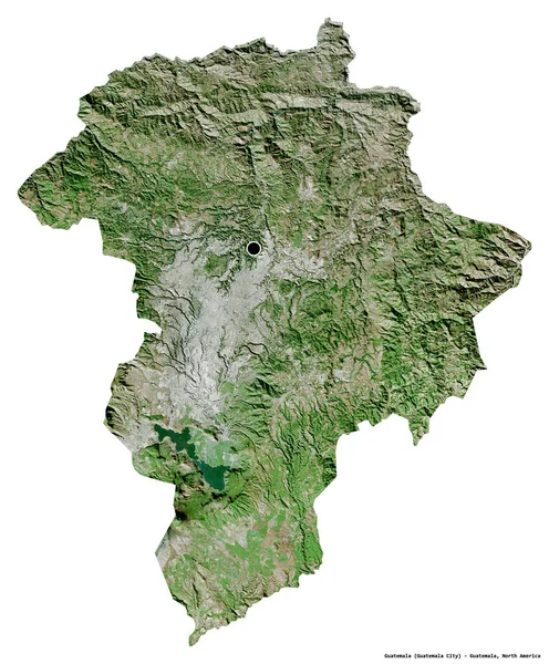 Shape Guatemala Department Guatemala Its Capital Isolated White Background Satellite — Stock Photo, Image