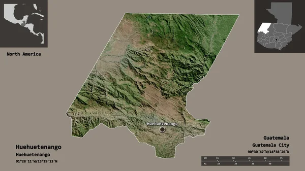 Shape Huehuetenango Departement Von Guatemala Und Seine Hauptstadt Entfernungsskala Vorschau — Stockfoto