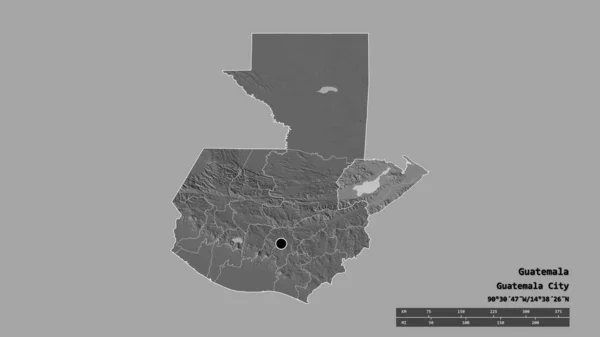 Desaturated Shape Guatemala Its Capital Main Regional Division Separated Izabal — Stock Photo, Image