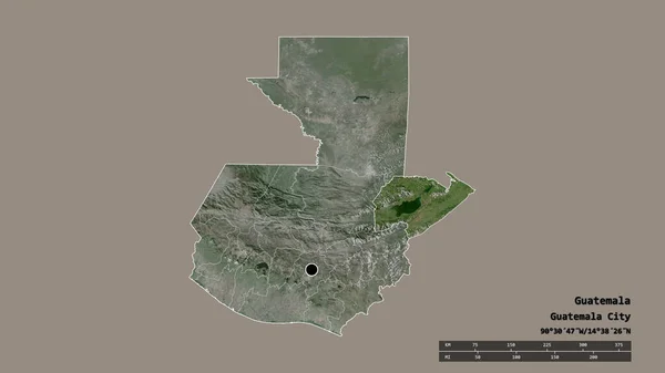 Desaturated Shape Guatemala Its Capital Main Regional Division Separated Izabal — Stock Photo, Image