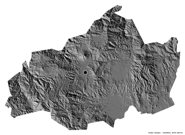 Forma Jalapa Departamentul Guatemala Capitala Izolată Fundal Alb Harta Altitudinii — Fotografie, imagine de stoc
