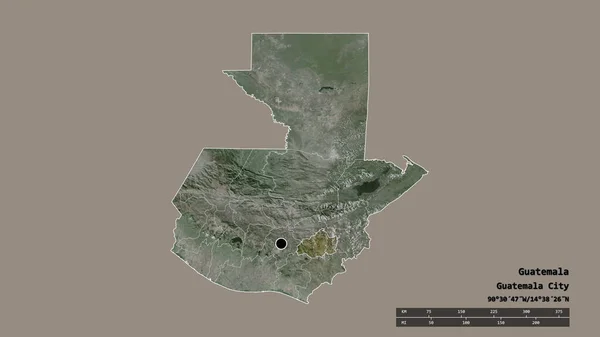 Forma Desolata Del Guatemala Con Sua Capitale Principale Divisione Regionale — Foto Stock
