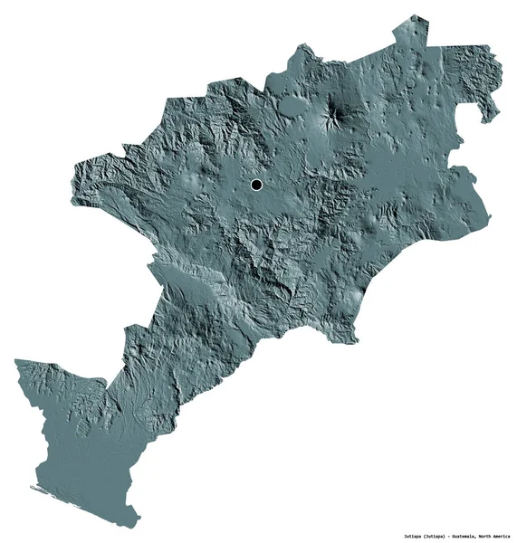 グアテマラの首都ジュティアパの形は 白い背景に隔離されています 色の標高マップ 3Dレンダリング — ストック写真