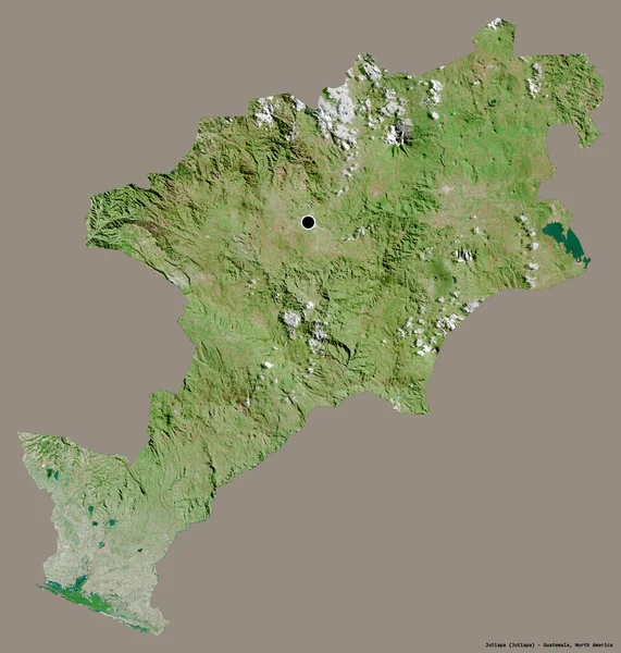 グアテマラの首都ジュティアパの形は しっかりとした色の背景に隔離されています 衛星画像 3Dレンダリング — ストック写真