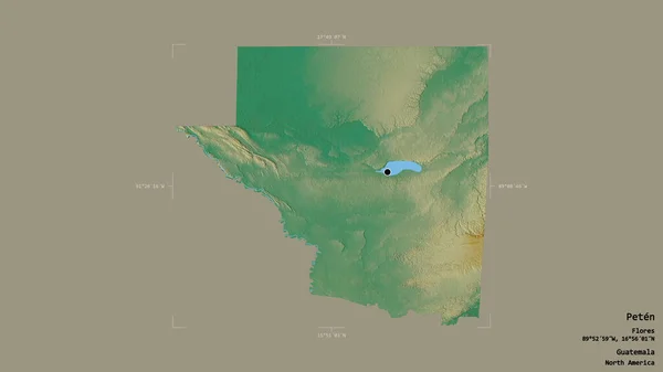 Área Petén Departamento Guatemala Aislada Sobre Fondo Sólido Una Caja —  Fotos de Stock