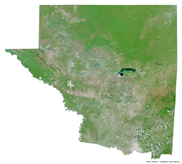 危地马拉省Peten的形状 首都被白色背景隔离 卫星图像 3D渲染 — 图库照片