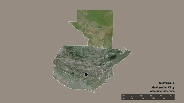 Desaturated Shape Guatemala Its Capital Main Regional Division Separated Peten — Stock Photo, Image