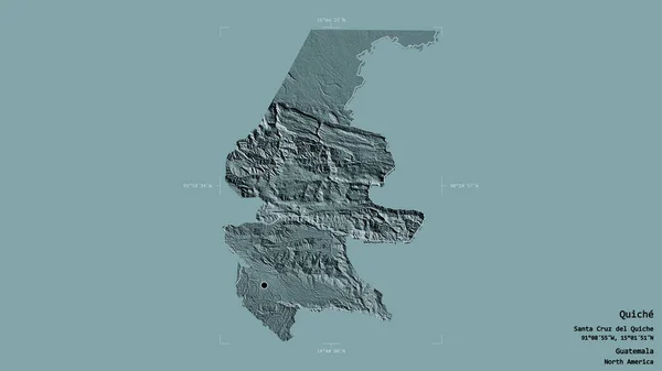 Obszar Quiche Departament Gwatemali Odizolowany Solidnym Tle Georeferencyjnym Pudle Granicznym — Zdjęcie stockowe