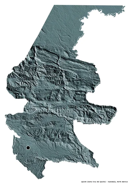 Form Quiche Departementet Guatemala Med Huvudstaden Isolerad Vit Bakgrund Färgad — Stockfoto