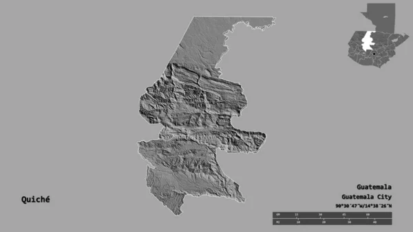 Forme Quiche Département Guatemala Avec Capitale Isolée Sur Fond Solide — Photo