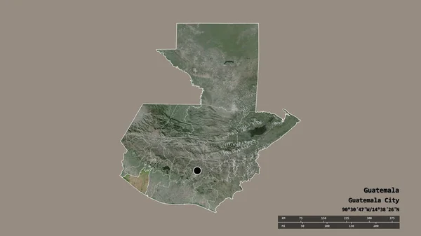 Desaturated Shape Guatemala Its Capital Main Regional Division Separated Retalhuleu — Stock Photo, Image