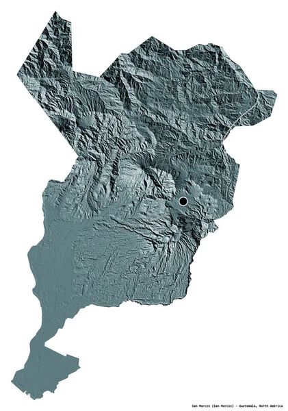 Forma San Marcos Departamento Guatemala Com Sua Capital Isolada Fundo — Fotografia de Stock