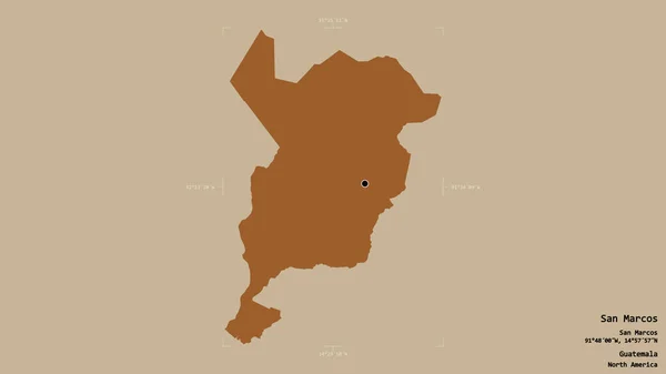 Området San Marcos Guatemala Isolerat Solid Bakgrund Georefererad Avgränsningsbox Etiketter — Stockfoto