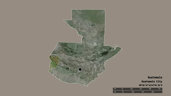 Desaturated Shape Guatemala Its Capital Main Regional Division Separated San — Stock Photo, Image