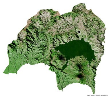 Solola 'nın şekli, Guatemala departmanı, başkenti beyaz arka planda izole edilmiş. Uydu görüntüleri. 3B görüntüleme