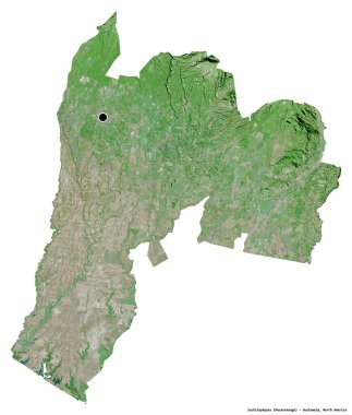 Suchitepequez 'in şekli, Guatemala departmanı, başkenti beyaz arka planda izole edilmiş. Uydu görüntüleri. 3B görüntüleme