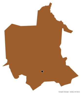 Totonicapan 'ın şekli, Guatemala departmanı, başkenti beyaz arka planda izole edilmiş. Desenli dokuların bileşimi. 3B görüntüleme