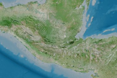 Guatemala 'nın genişletilmiş bölgesi. Uydu görüntüleri. 3B görüntüleme