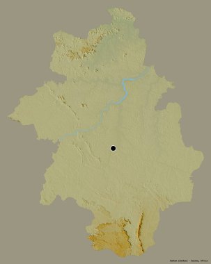 Kankan 'ın şekli, Gine bölgesi, başkenti katı renk arkaplanı ile izole edilmiş. Topografik yardım haritası. 3B görüntüleme