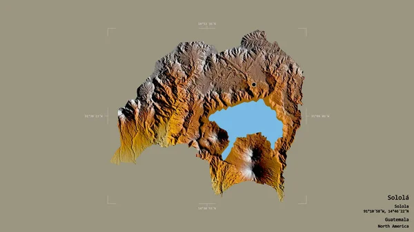 危地马拉省索洛拉县的一个地区 在一个地理参照框的坚实背景下被隔离 地形浮雕图 3D渲染 — 图库照片