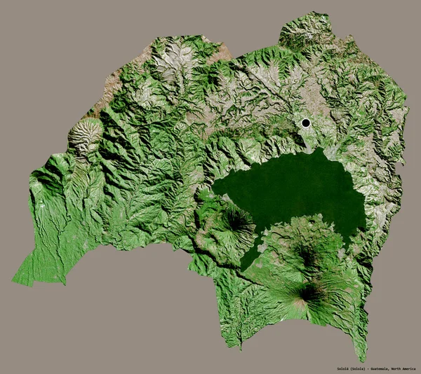 グアテマラの首都ソローラの形は しっかりとした色の背景に隔離されています 衛星画像 3Dレンダリング — ストック写真