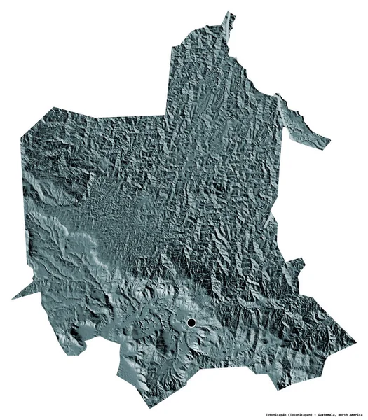 Форма Тотоникапана Департамент Гватемалы Столицей Изолированной Белом Фоне Цветная Карта — стоковое фото