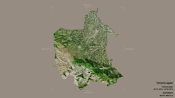 グアテマラのトトニカパンの地域は 洗練された境界線の箱の中にしっかりとした背景に隔離されています ラベル 衛星画像 3Dレンダリング — ストック写真