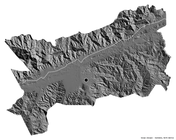 Σχήμα Zacapa Διαμέρισμα Της Γουατεμάλας Πρωτεύουσα Απομονωμένη Λευκό Φόντο Υψόμετρο — Φωτογραφία Αρχείου