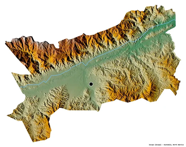 グアテマラの部ザカパの形で 首都は白い背景に孤立している 地形図 3Dレンダリング — ストック写真