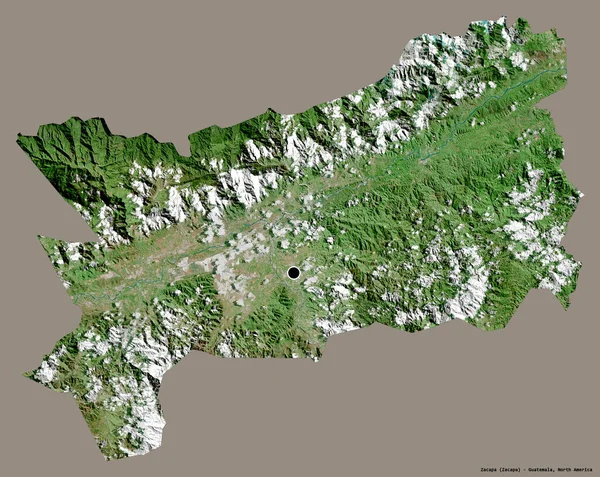 危地马拉省Zacapa的形状 其首都用纯色背景隔开 卫星图像 3D渲染 — 图库照片