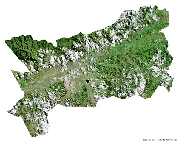 Tvar Zacapy Departementu Guatemala Hlavním Městem Izolovaným Bílém Pozadí Satelitní — Stock fotografie