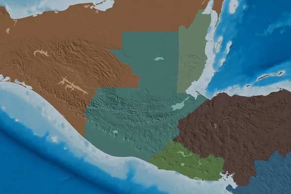 危地马拉的广袤地区 彩色高程图 3D渲染 — 图库照片