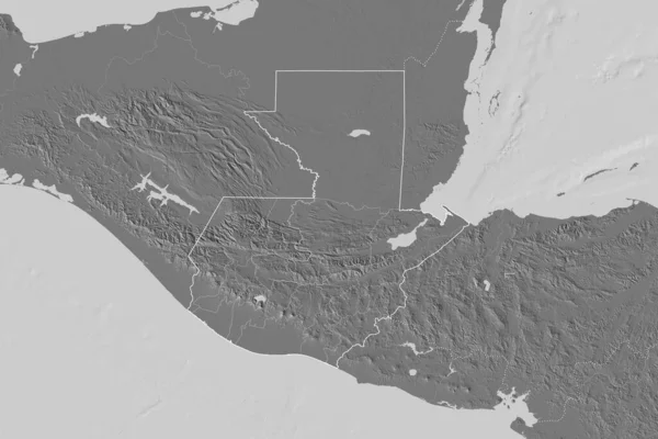 Área Alargada Guatemala Com Contorno País Fronteiras Internacionais Regionais Mapa — Fotografia de Stock