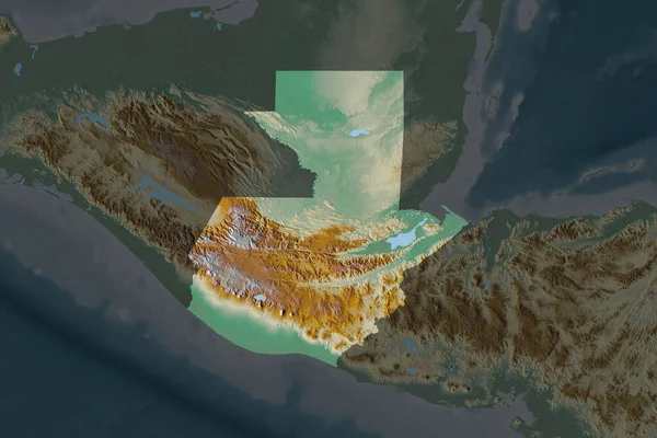 Forma Guatemala Separada Por Desaturación Áreas Vecinas Mapa Topográfico Relieve — Foto de Stock