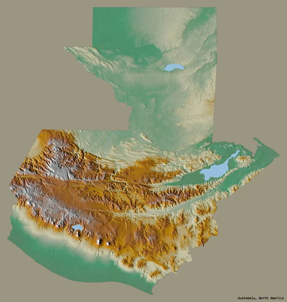 Forma Guatemala Con Capital Aislada Sobre Fondo Color Sólido Mapa — Foto de Stock