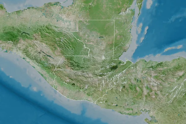Rozšířená Oblast Guatemaly Obrysem Země Mezinárodními Regionálními Hranicemi Satelitní Snímky — Stock fotografie