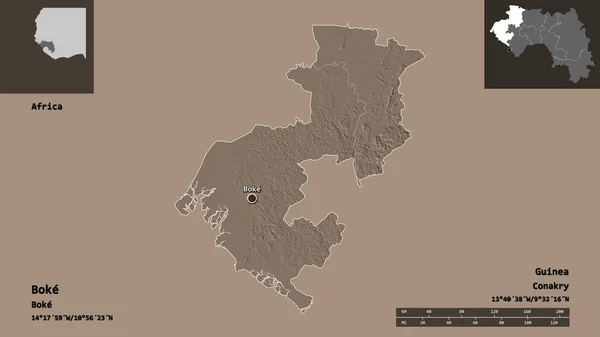 Shape Boke Region Von Guinea Und Seine Hauptstadt Entfernungsskala Vorschau — Stockfoto