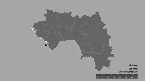 Die Ungesättigte Form Guineas Mit Seiner Hauptstadt Der Wichtigsten Regionalen — Stockfoto