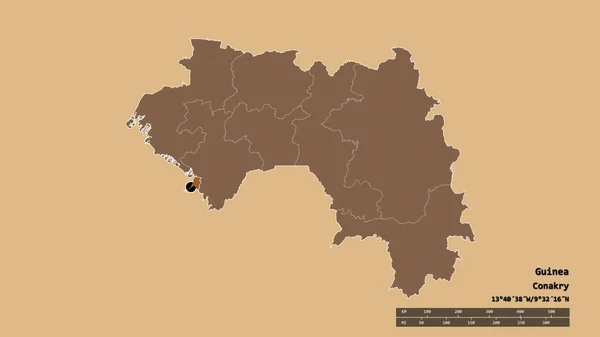 Desaturerad Form Guinea Med Dess Huvudstad Huvudsakliga Regionala Uppdelning Och — Stockfoto