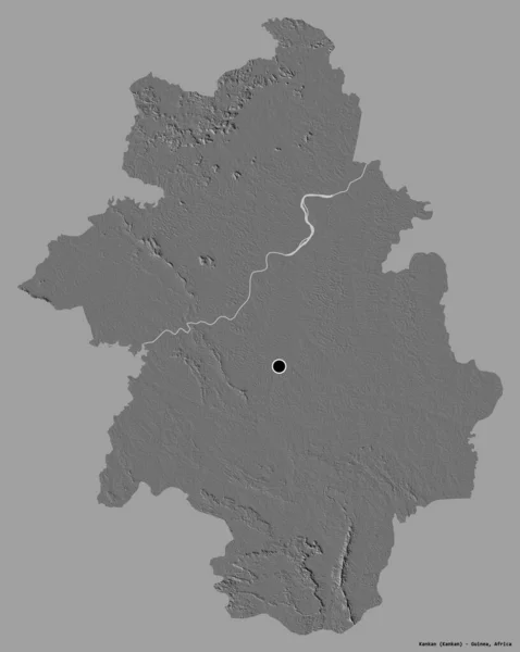 Formen Kankan Regionen Guinea Med Hovedstaden Isolert Solid Fargebakgrunn Bilevel – stockfoto