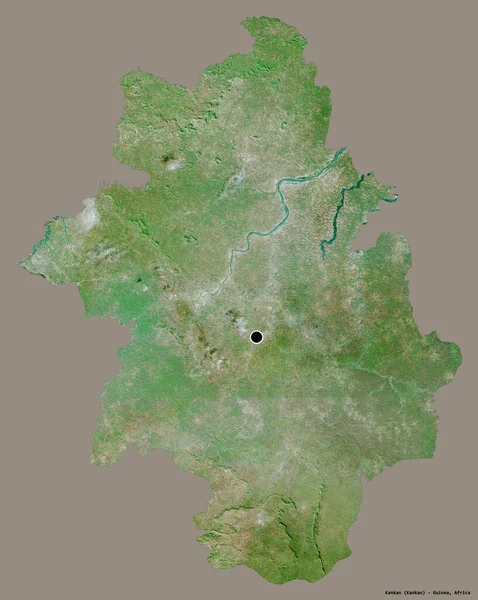 几内亚Kankan地区的形状 其首都用纯色背景隔开 卫星图像 3D渲染 — 图库照片