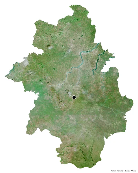 Shape Kankan Region Guinea Its Capital Isolated White Background Satellite — Stock Photo, Image