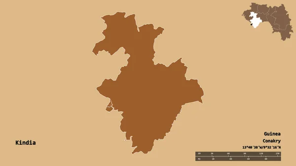 Σχήμα Του Kindia Περιοχή Της Γουινέας Την Πρωτεύουσά Του Απομονωμένη — Φωτογραφία Αρχείου