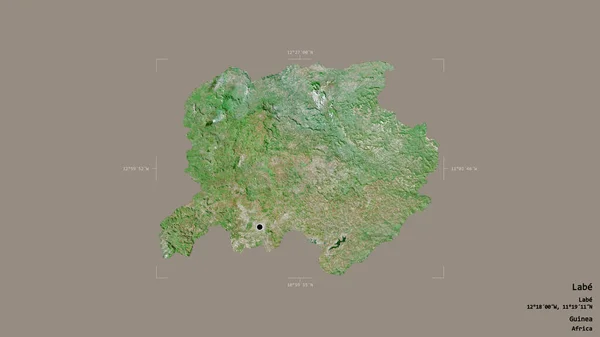 Area Labe Region Guinea Isolated Solid Background Georeferenced Bounding Box — Stock Photo, Image