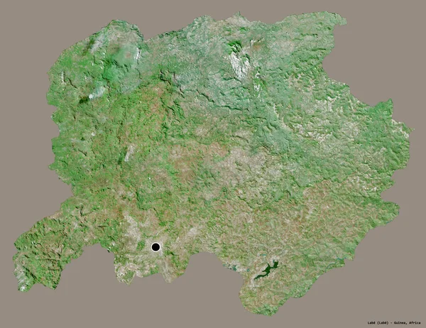 Form Labe Regionen Guinea Med Sin Huvudstad Isolerad Solid Färg — Stockfoto