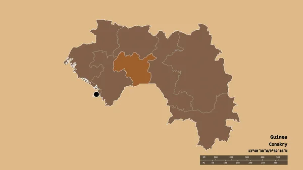 Afgebroken Vorm Van Guinee Met Als Hoofdstad Belangrijkste Regionale Divisie — Stockfoto
