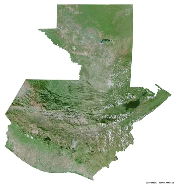 Shape Guatemala Its Capital Isolated White Background Satellite Imagery Rendering Stock Picture